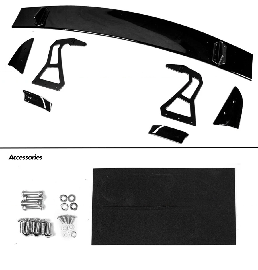 Black high wing spoiler with aluminum swan neck stands (6)