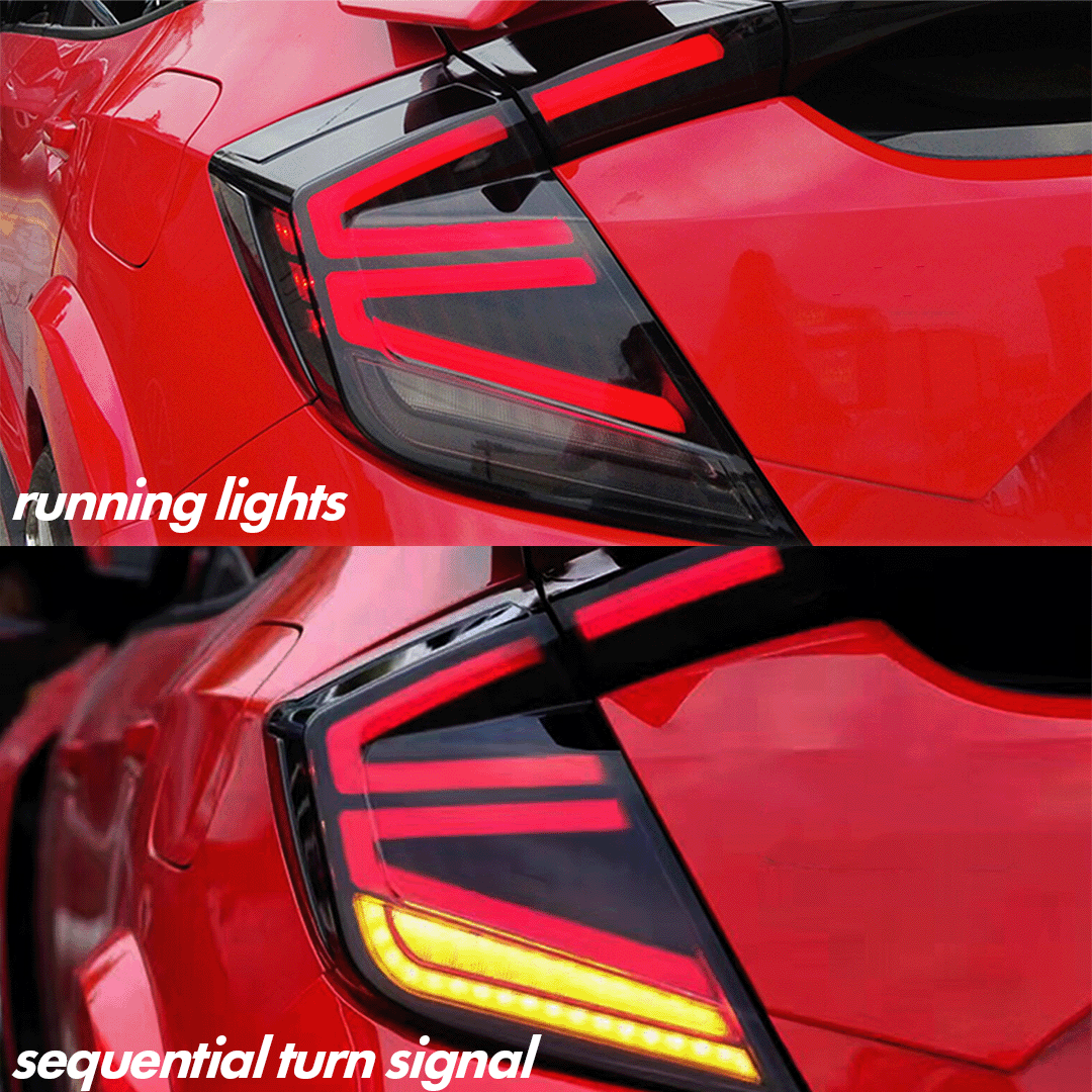 UMS Winged Sequential Taillights for 2016-2021 Honda Civic Hatchback