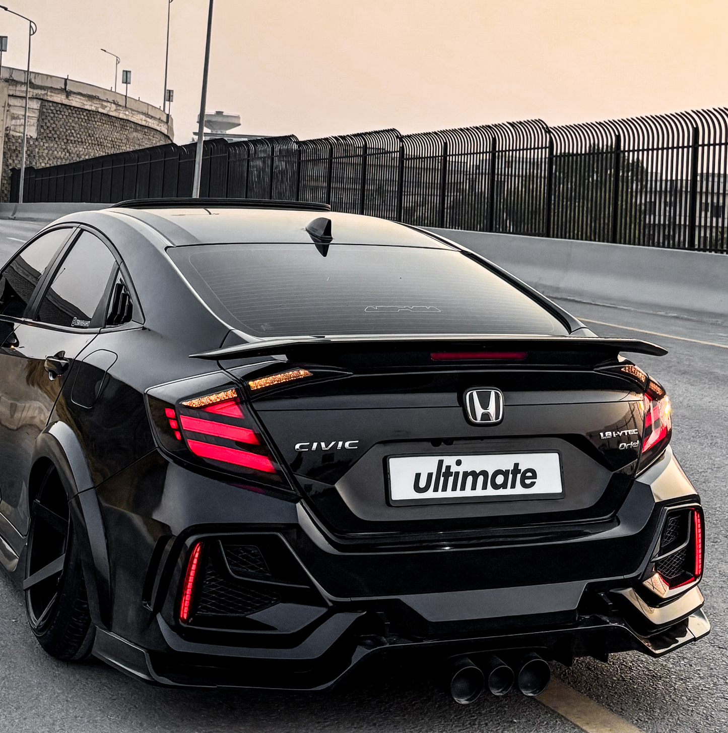 UMS Sportline Spoiler with Brake Light For 2016-2021 Honda Civic Sedan
