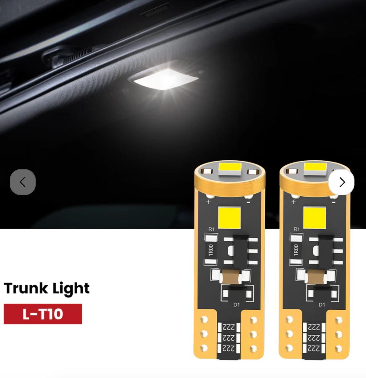 Five LED interior bulbs including map lights, dome light, and cargo light