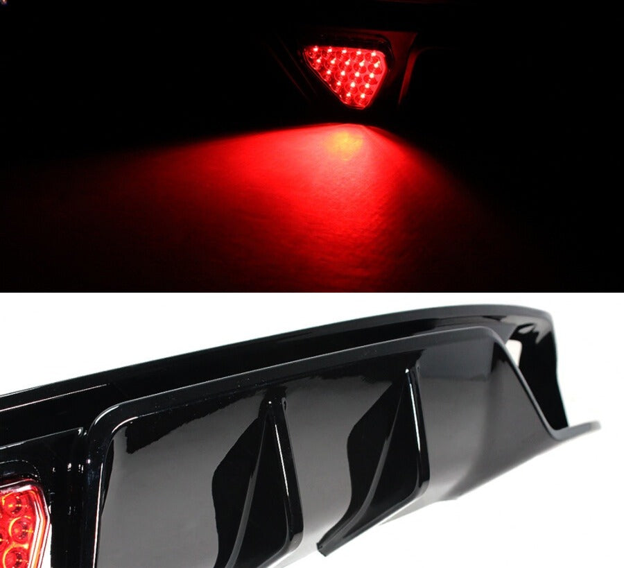 Gloss black LED rear diffuser with integrated red brake lights for Honda Civic (5)