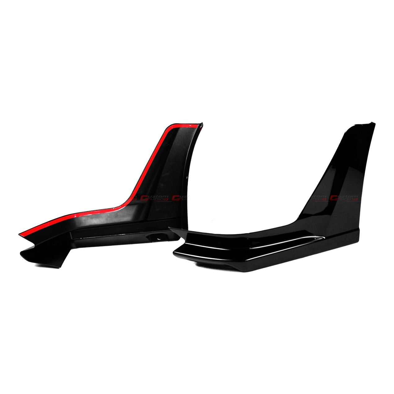 Glossy black rear bumper corner spats with winglet design (4)
