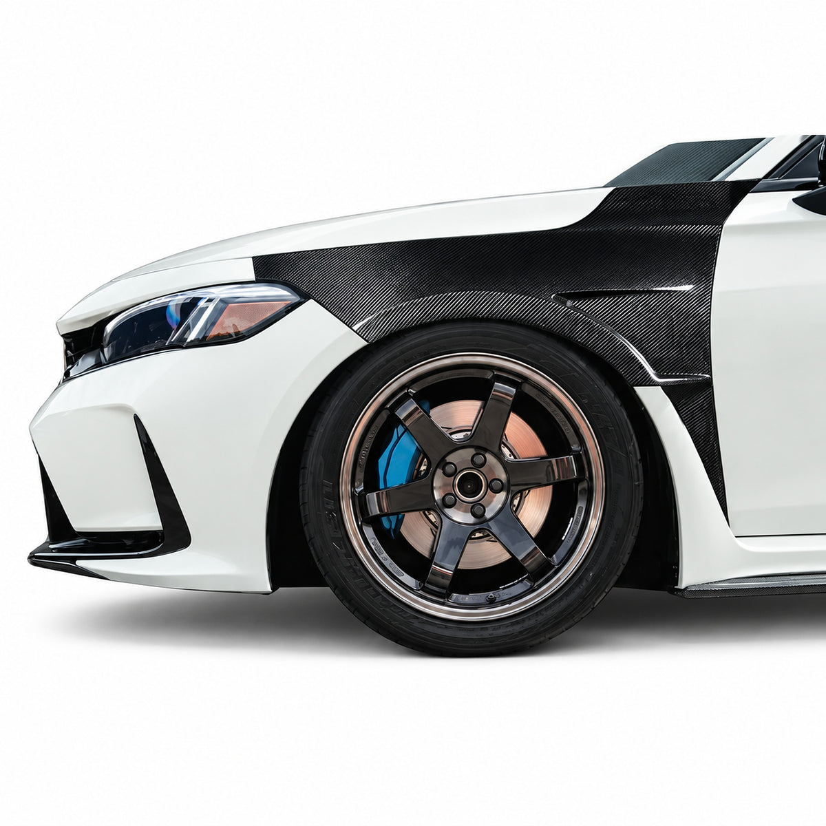 Carbon fiber front fenders with weave finish for 2023-2025 Honda Civic