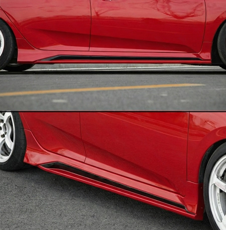 Gloss black side skirt extension on Honda Civic (8)