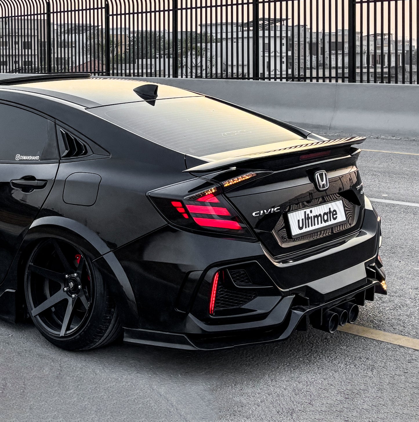 UMS Sportline Spoiler with Brake Light For 2016-2021 Honda Civic Sedan