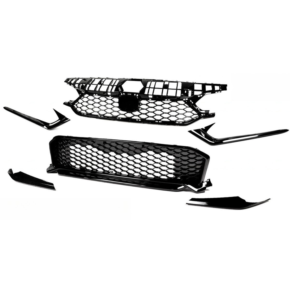Type R style black honeycomb mesh grill for Honda Civic (4)
