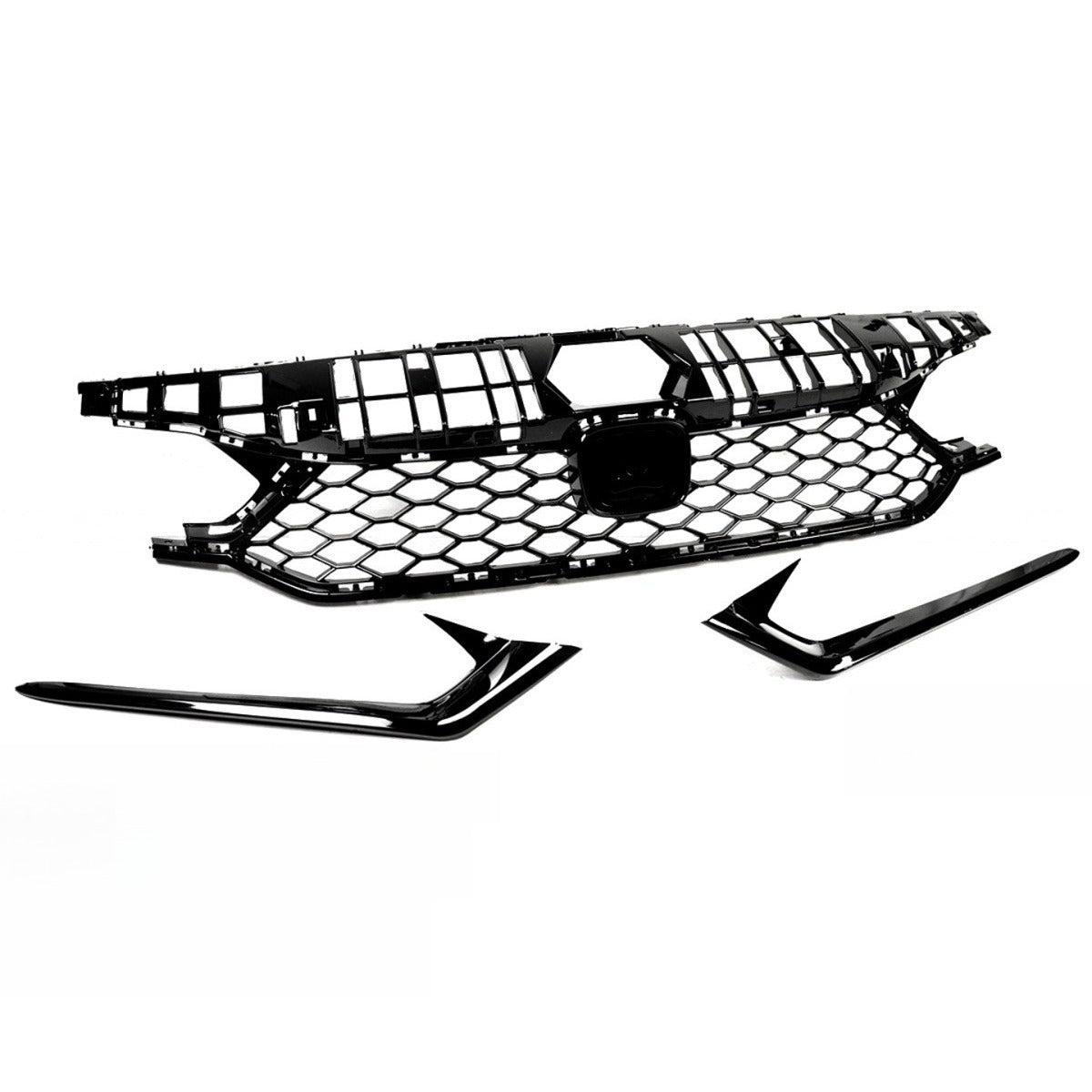Type R style black honeycomb mesh grill for Honda Civic (3)