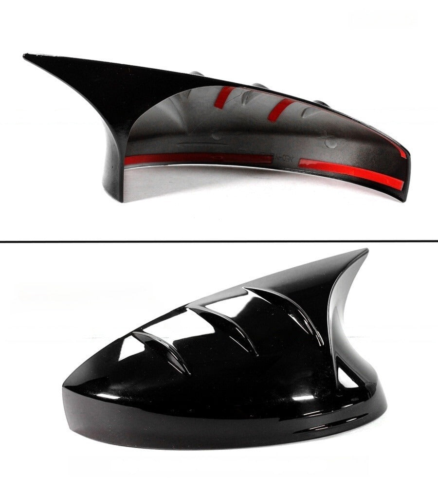 Gloss black Mugen style mirror caps with spiked aero styling (6)