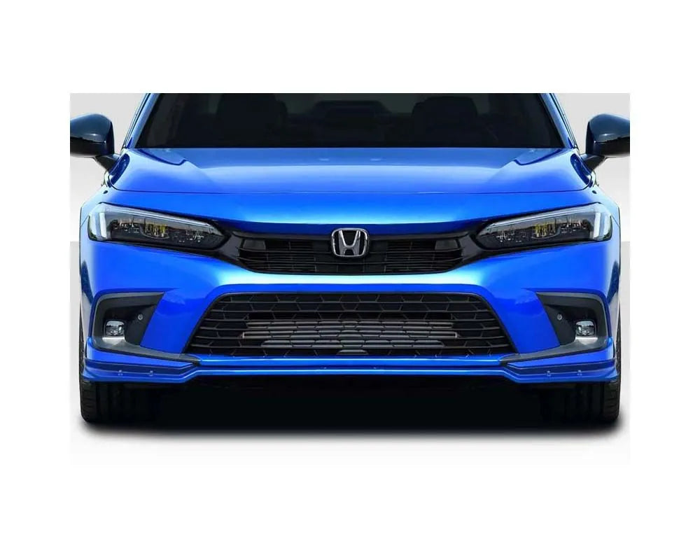 Duraflex Merella fiberglass front lip installed on Honda Civic front bumper