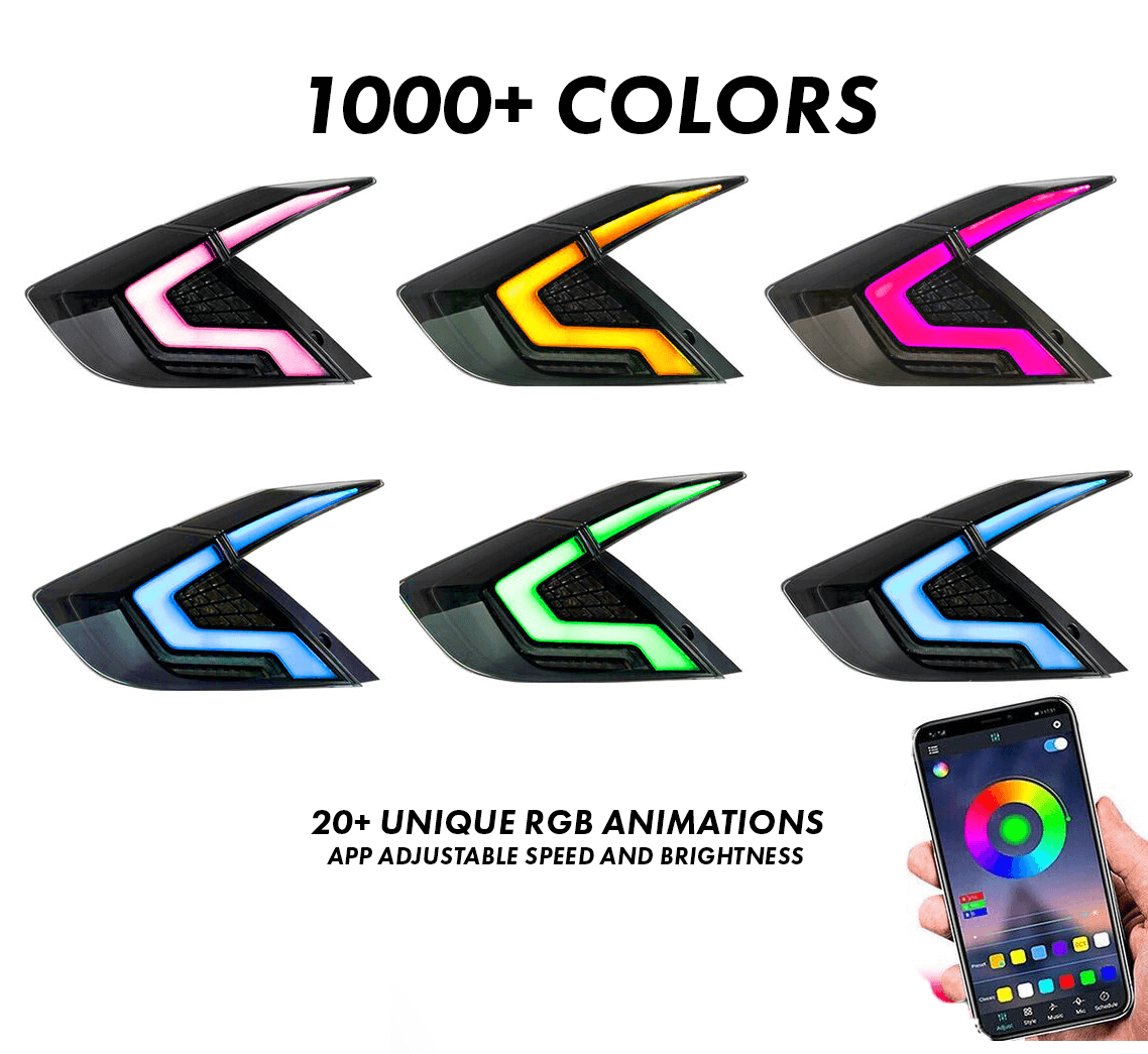 Pair of sequential RGB taillights with animated light display (4)