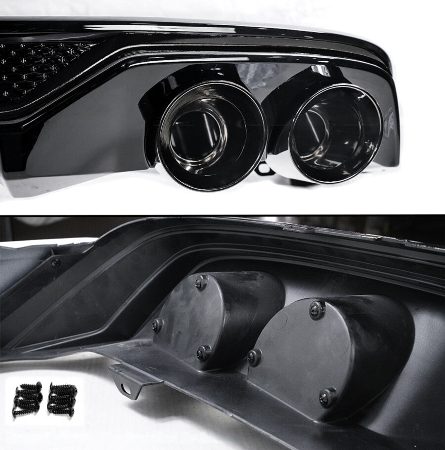 Gloss black rear diffuser kit with corner spats and exhaust tips for Honda Accord (5)