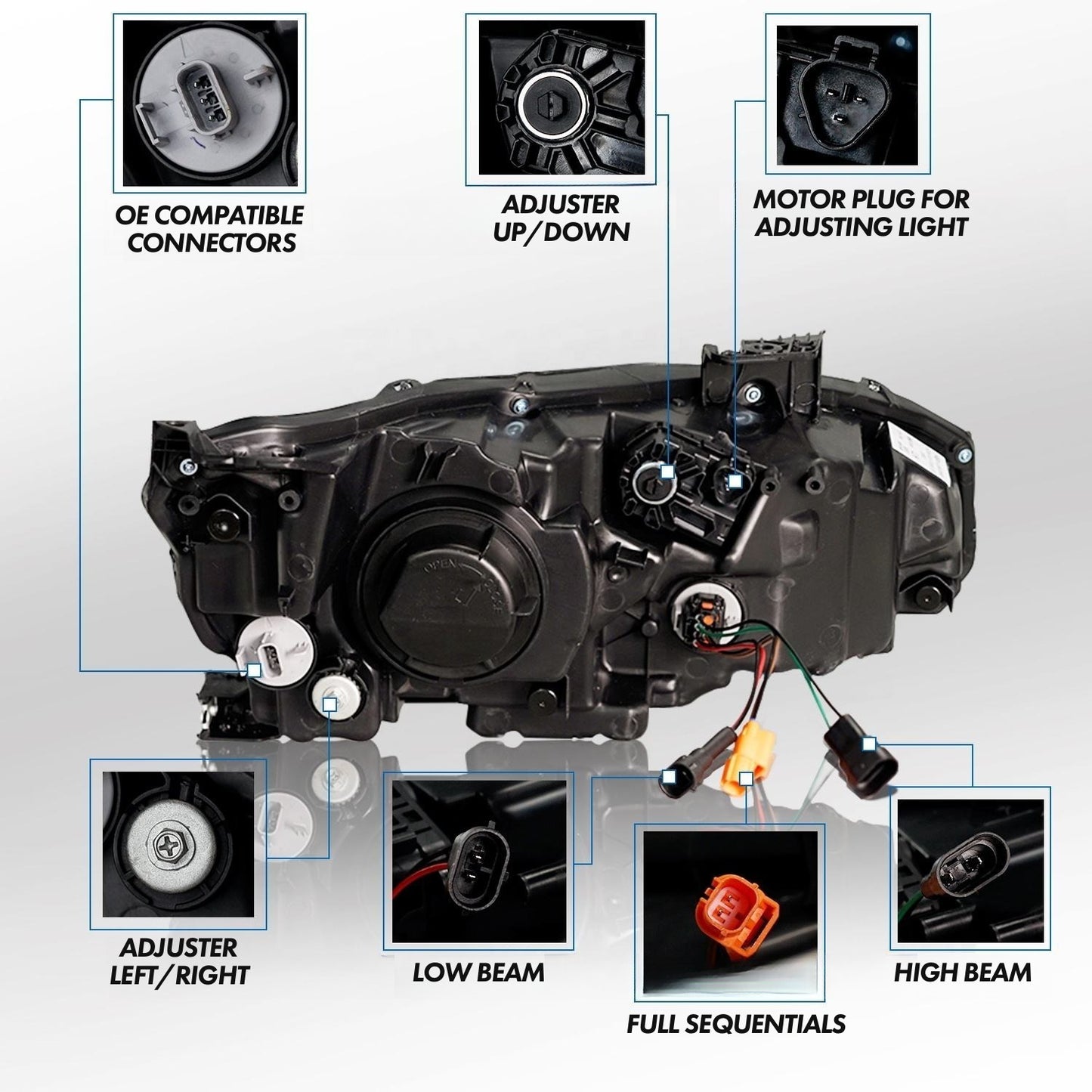 Sequential LED headlights with dragon-style design for 2016-2021 Honda Civic (11)