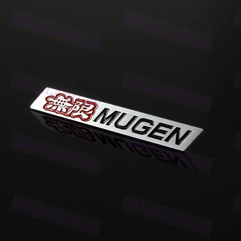 Mugen 3D nameplate emblem with OEM-grade finish and paint-safe adhesive backing (2)