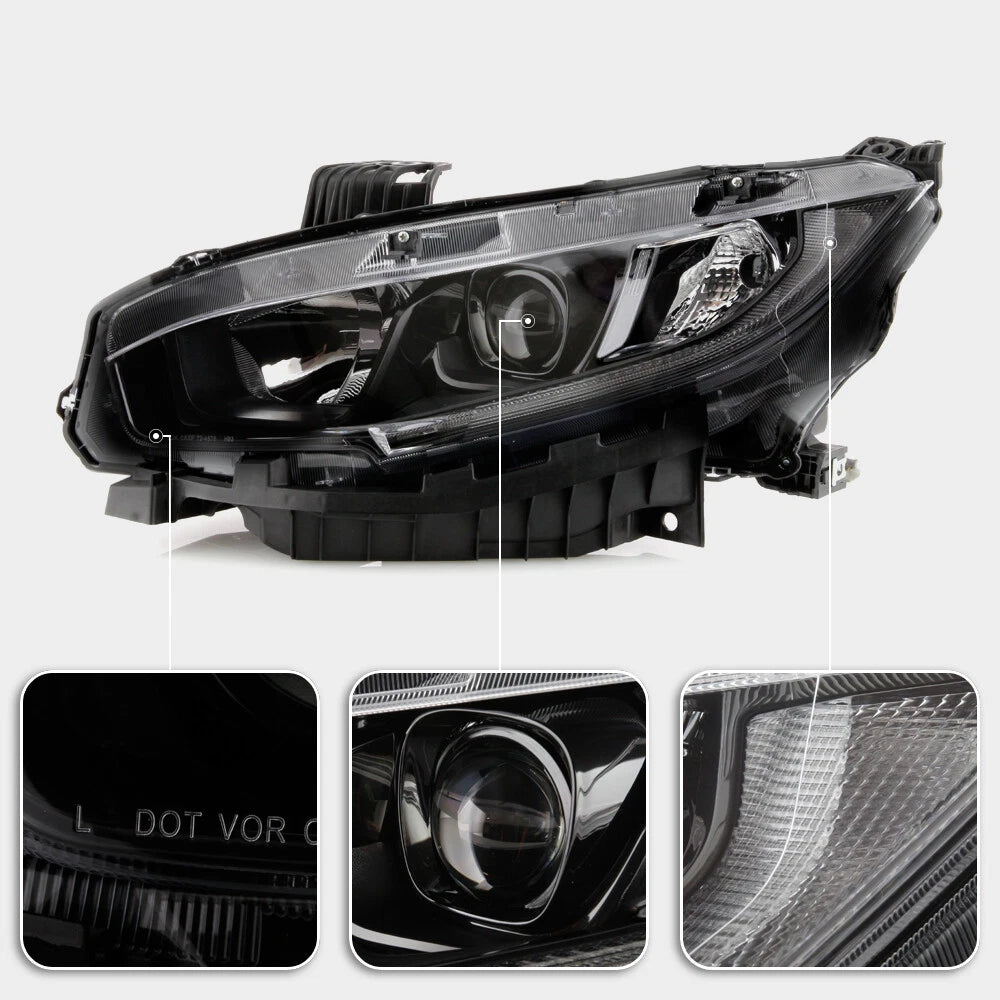 OEM Style Halogen Headlights for 2016-2021 Honda Civic