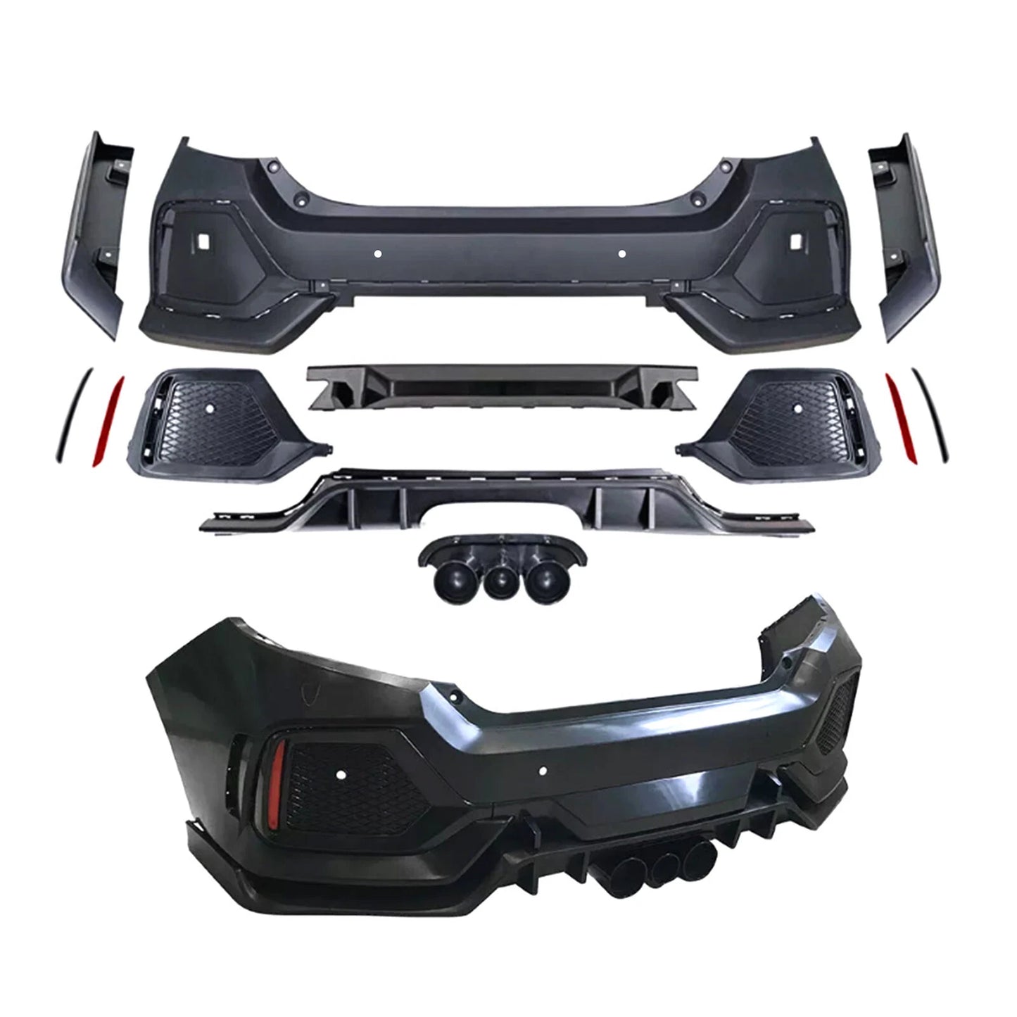 Type R Style Rear Bumper V1 for 2016-2021 Honda Civic Sedan