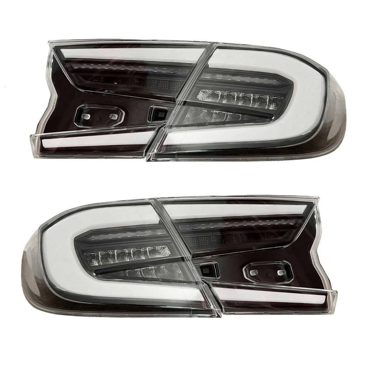 Pair of LED taillights with red running lights and sequential amber turn signals (6)