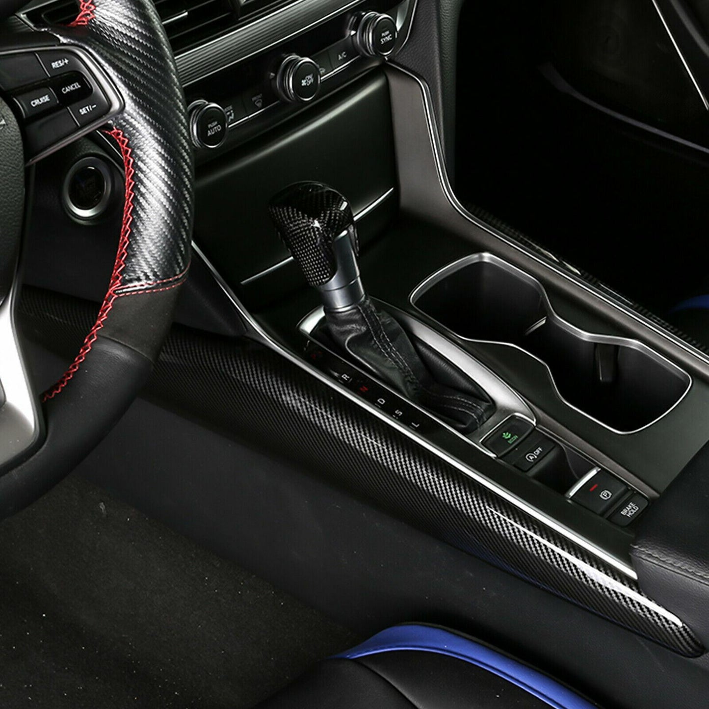 Carbon Fiber Style Center Console Side Cover [for 2018-22 Honda Accord]