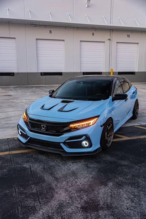 Angel Halo Fog Lights installed on 2016-2021 Honda Civic front bumper showing white halo ring and projector lens (1)
