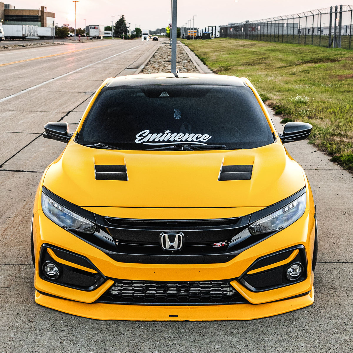 Carbon fiber mirror replacement caps with gloss finish installed on a Honda Civic (3)