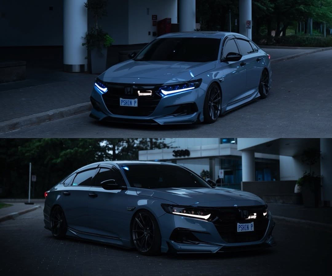 Pair of RGB LED sequential projector headlights with illuminated daytime running lights (2)