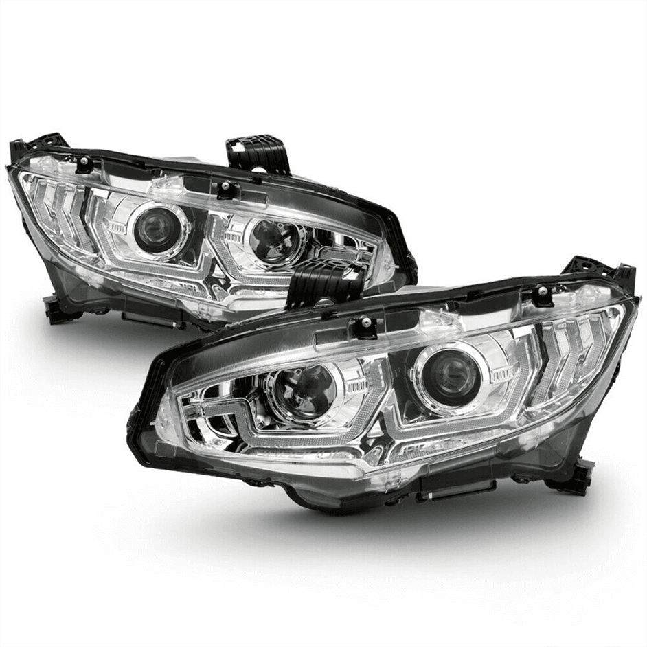 Sequential LED headlights with full turn signal rings. (8)