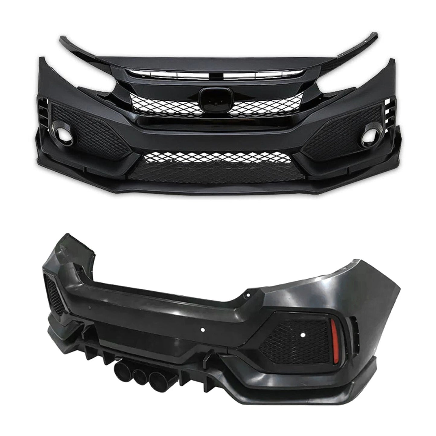 Type R Style V1 Front + Rear Bumper for 2016-2021 Honda Civic Sedan