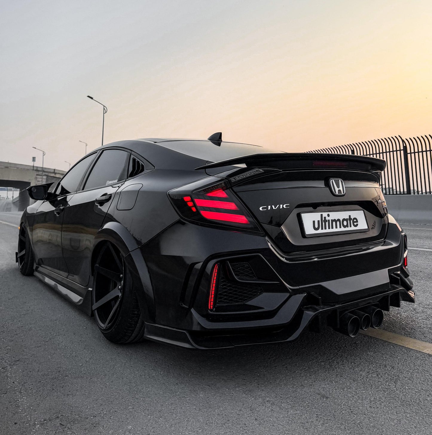 UMS Sportline Spoiler with Brake Light For 2016-2021 Honda Civic Sedan