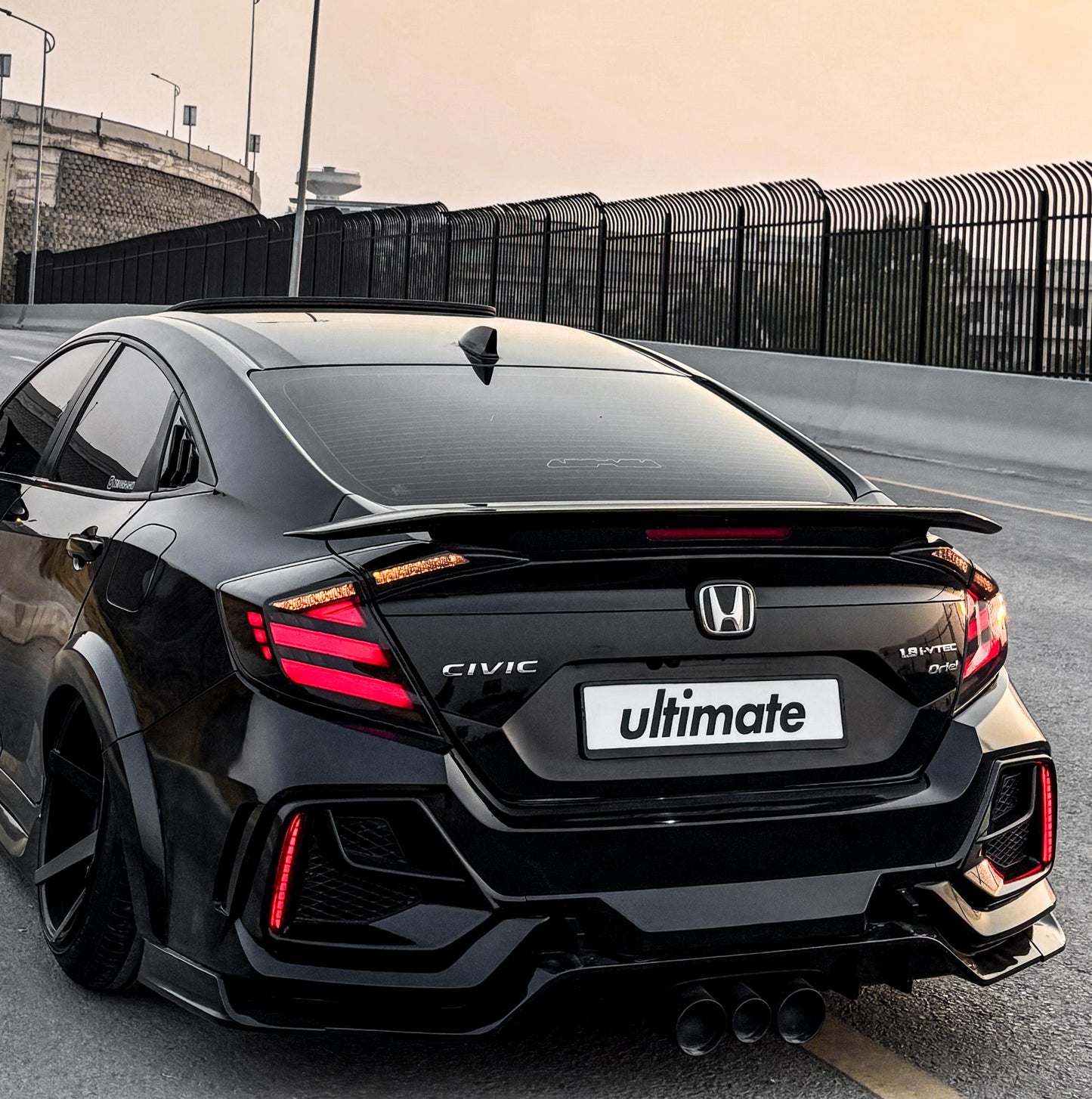 UMS Sportline Spoiler with Brake Light For 2016-2021 Honda Civic Sedan
