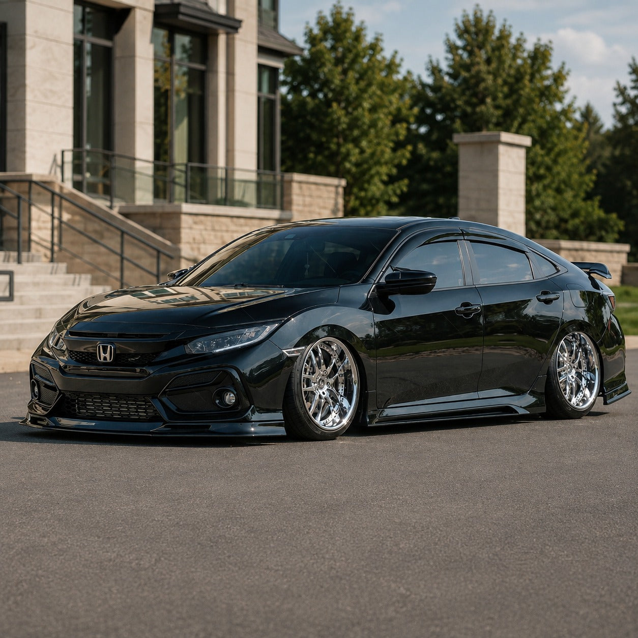 UMS V3 Gloss Black Side Skirt Extension [for 2016-2021 Honda Civic]