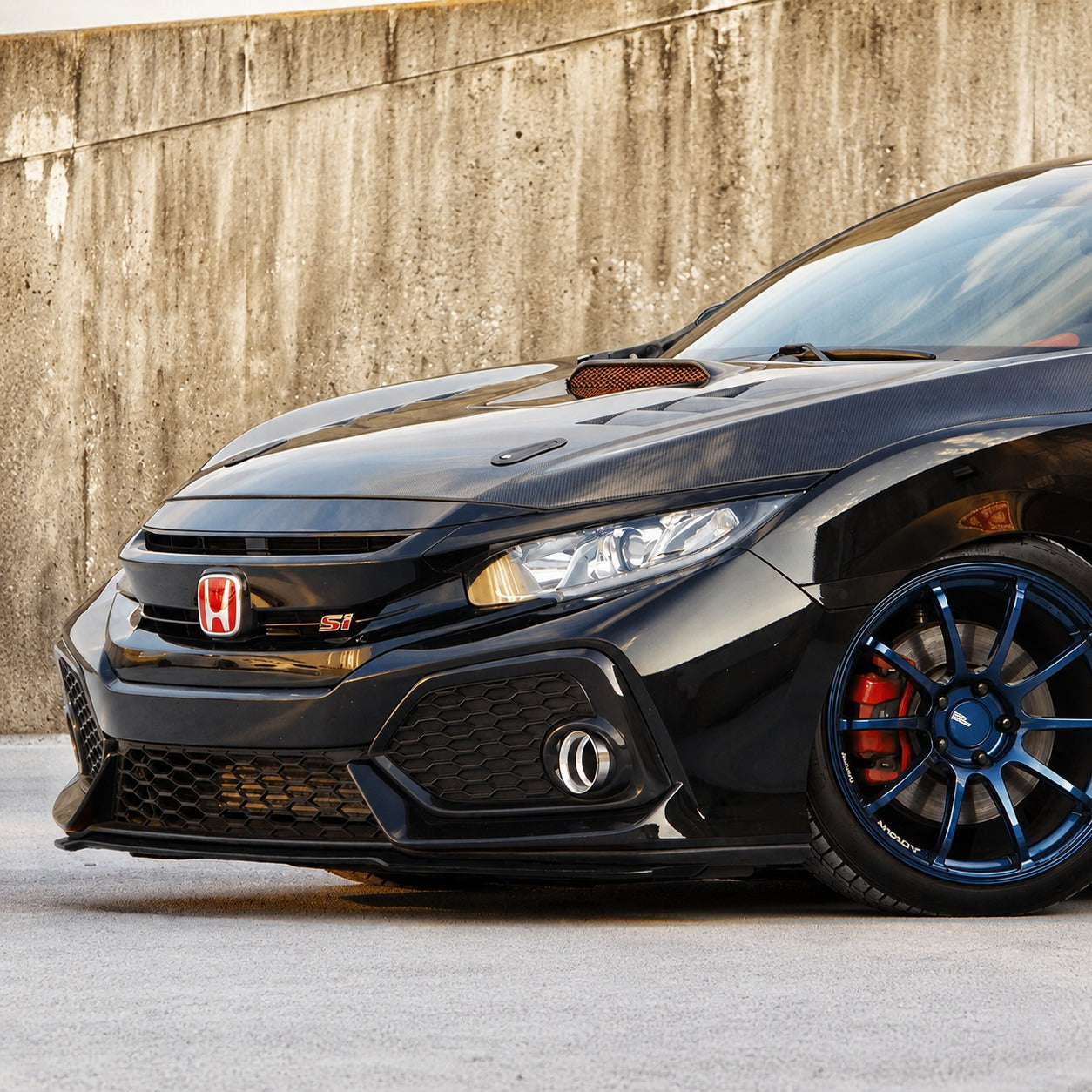 HFP Style Matte Black Front Bumper Lip Splitter [for 2017–2021 Honda Civic]