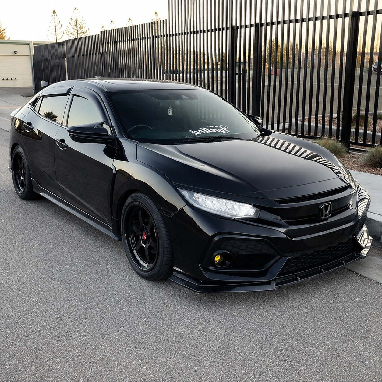 Gloss Black 3Pc Vented Front Bumper Lip Splitter [for 2017-2021 Honda Civic]