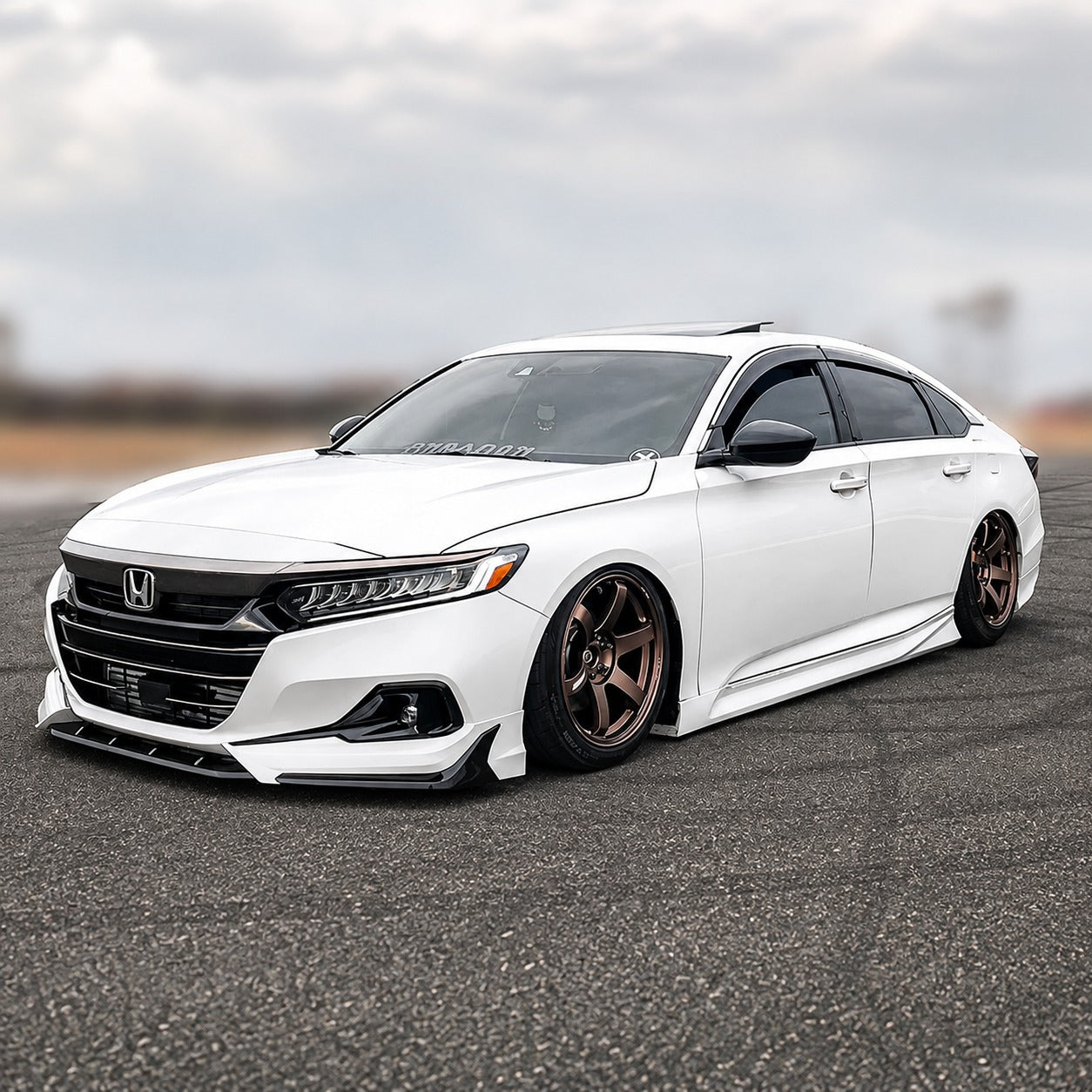 Window visor with chrome trim and light-smoked tint (3)