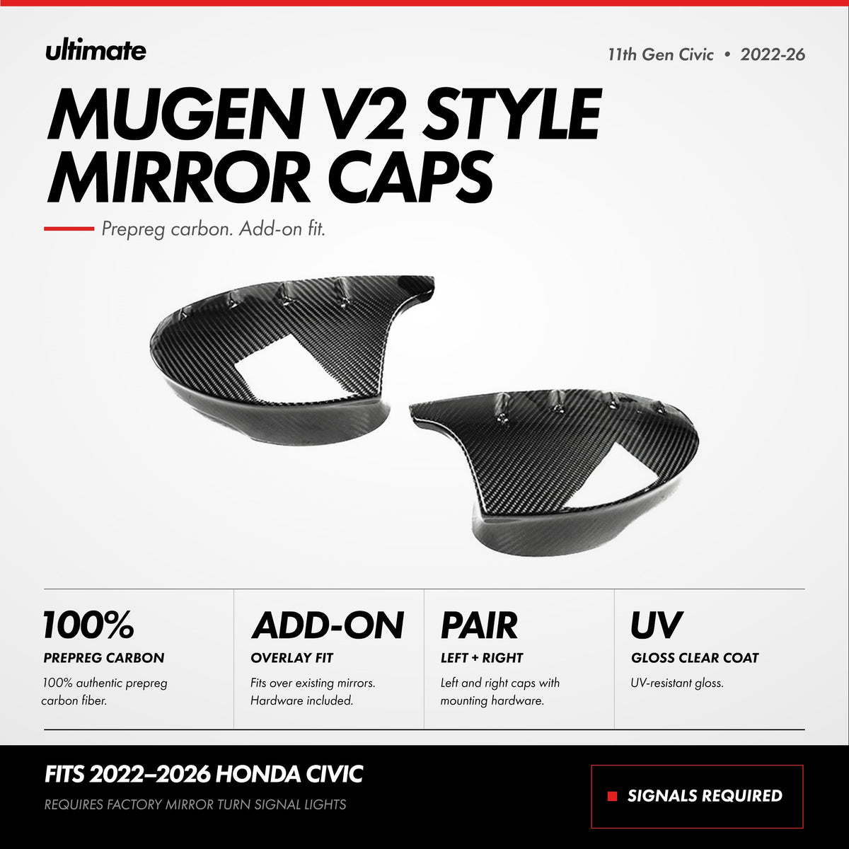 Carbon fiber Mugen style side mirror caps for Honda Civic (3)