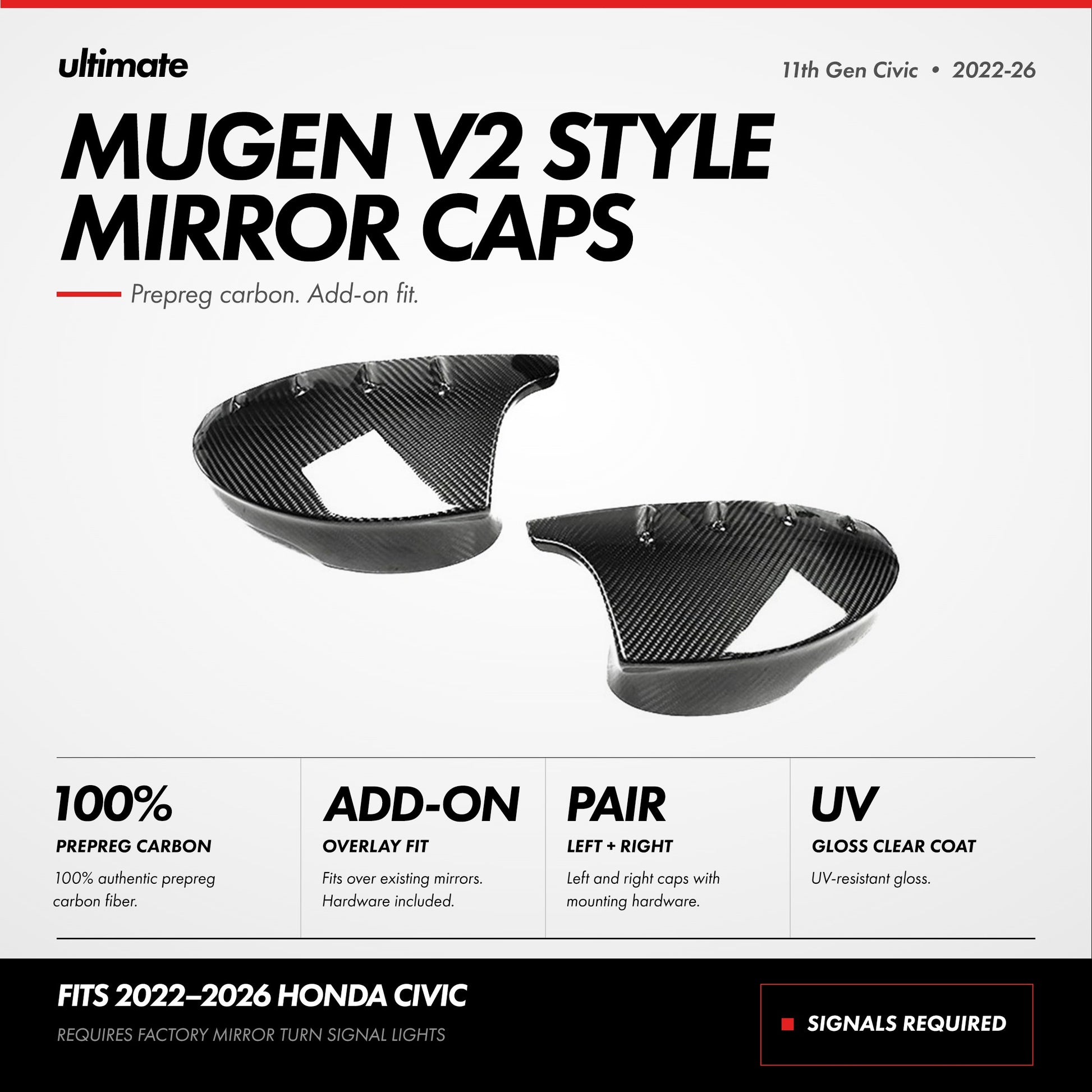 Carbon fiber Mugen style side mirror caps for Honda Civic (3)