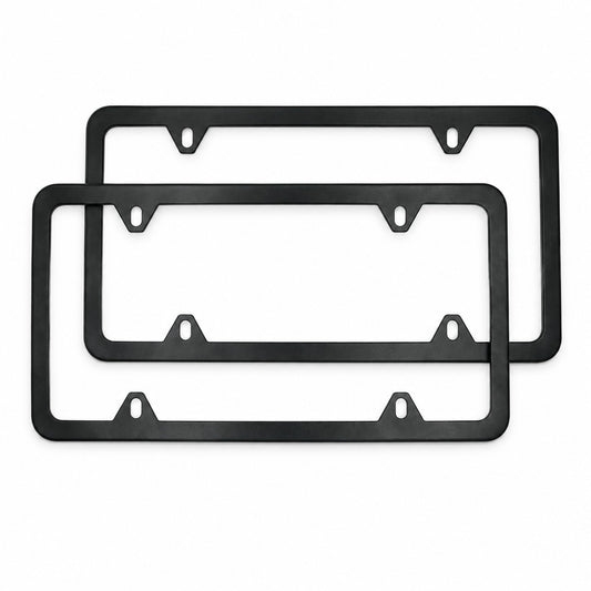 Black stainless steel license plate frame with screw caps (1)