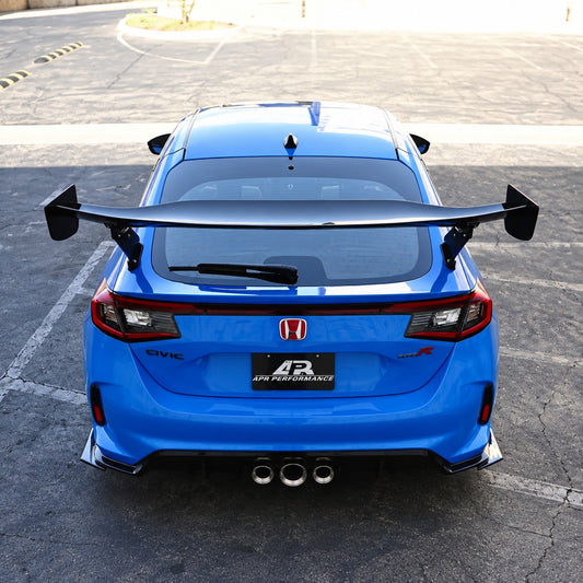 APR Performance GTC-300 carbon fiber adjustable wing mounted on 2023+ Honda Civic Type R