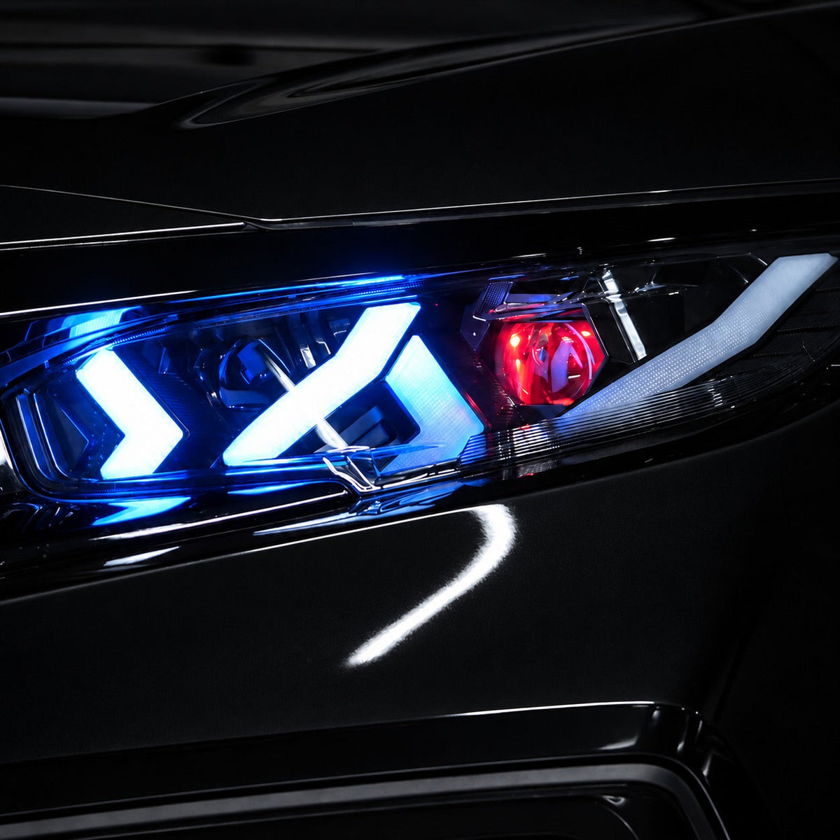 RGB sequential headlights with Lambo-style design installed on 2016-2021 Honda Civic (3)
