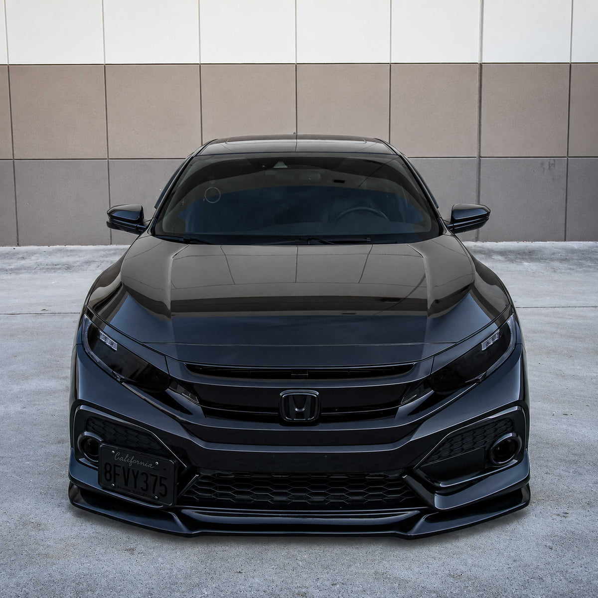 Black polyurethane GT style front bumper lip installed on 2016-2021 Honda Civic (6)