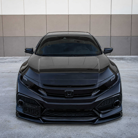 Black polyurethane GT style front bumper lip installed on 2016-2021 Honda Civic (6)