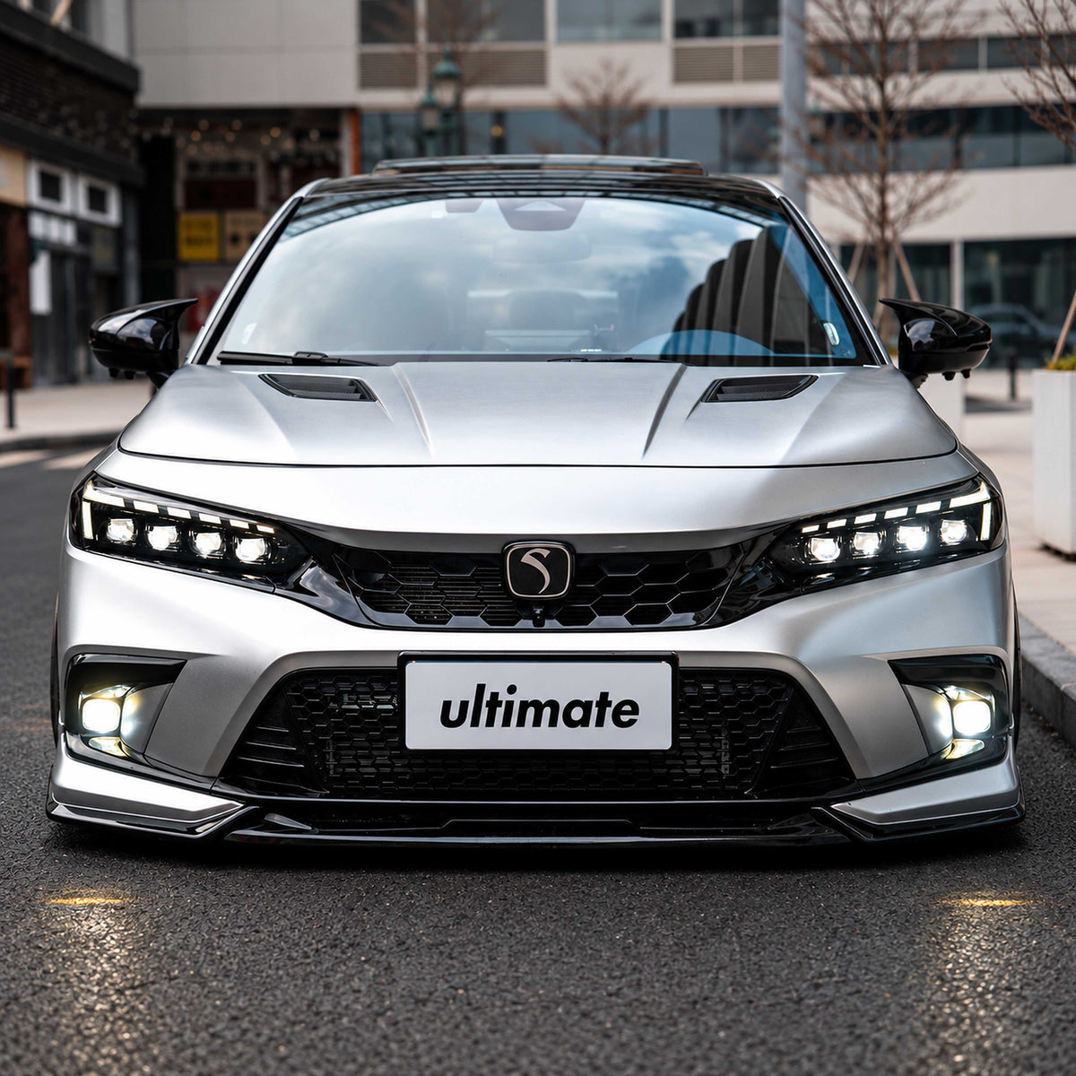 Sequential LED headlight assembly with DRL rings installed on Honda Civic (7)