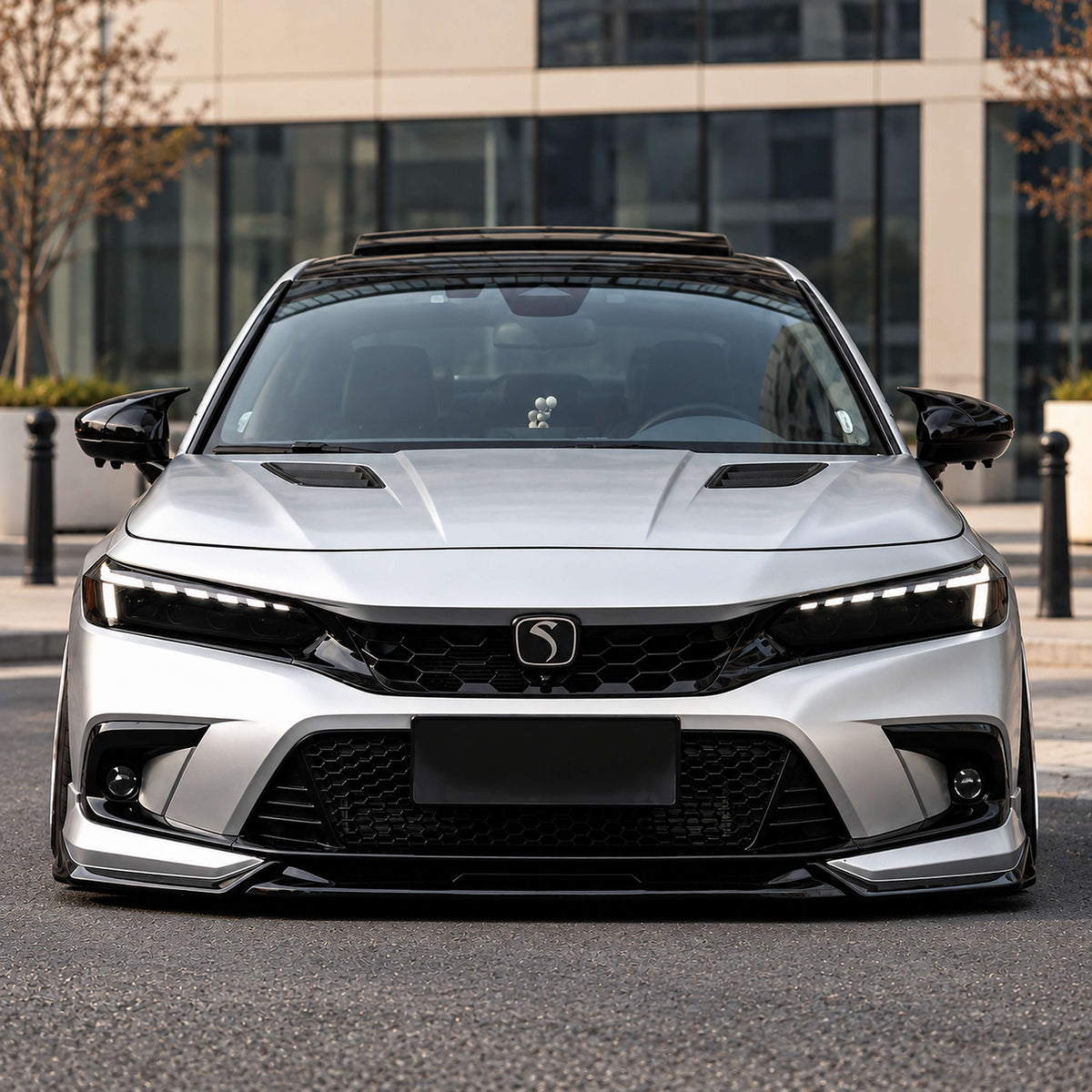 Sequential LED headlight assembly with DRL rings installed on Honda Civic (8)