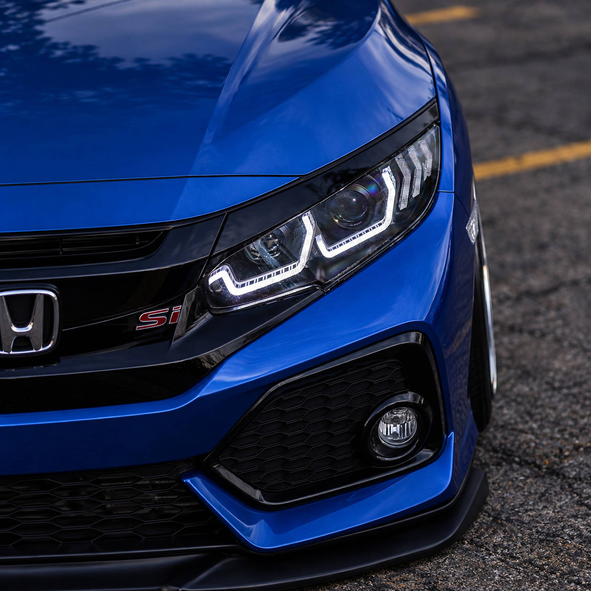 BMW Style Sequential LED headlights with sweeping turn signals installed on Honda Civic (1)