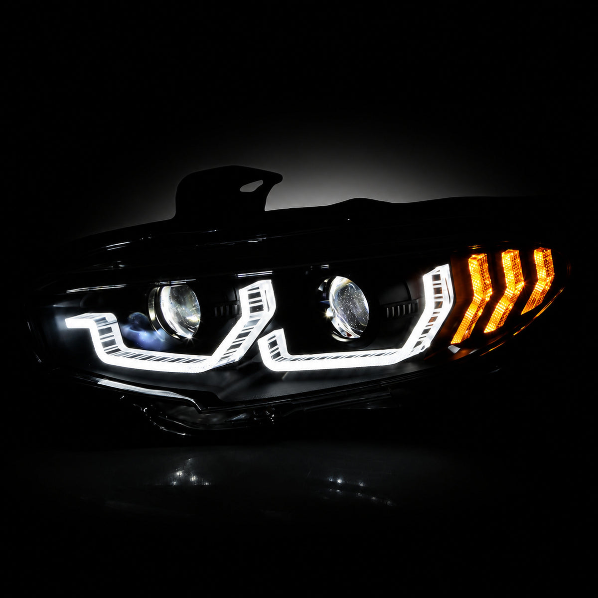 BMW Style Sequential LED headlights with sweeping turn signals installed on Honda Civic (4)
