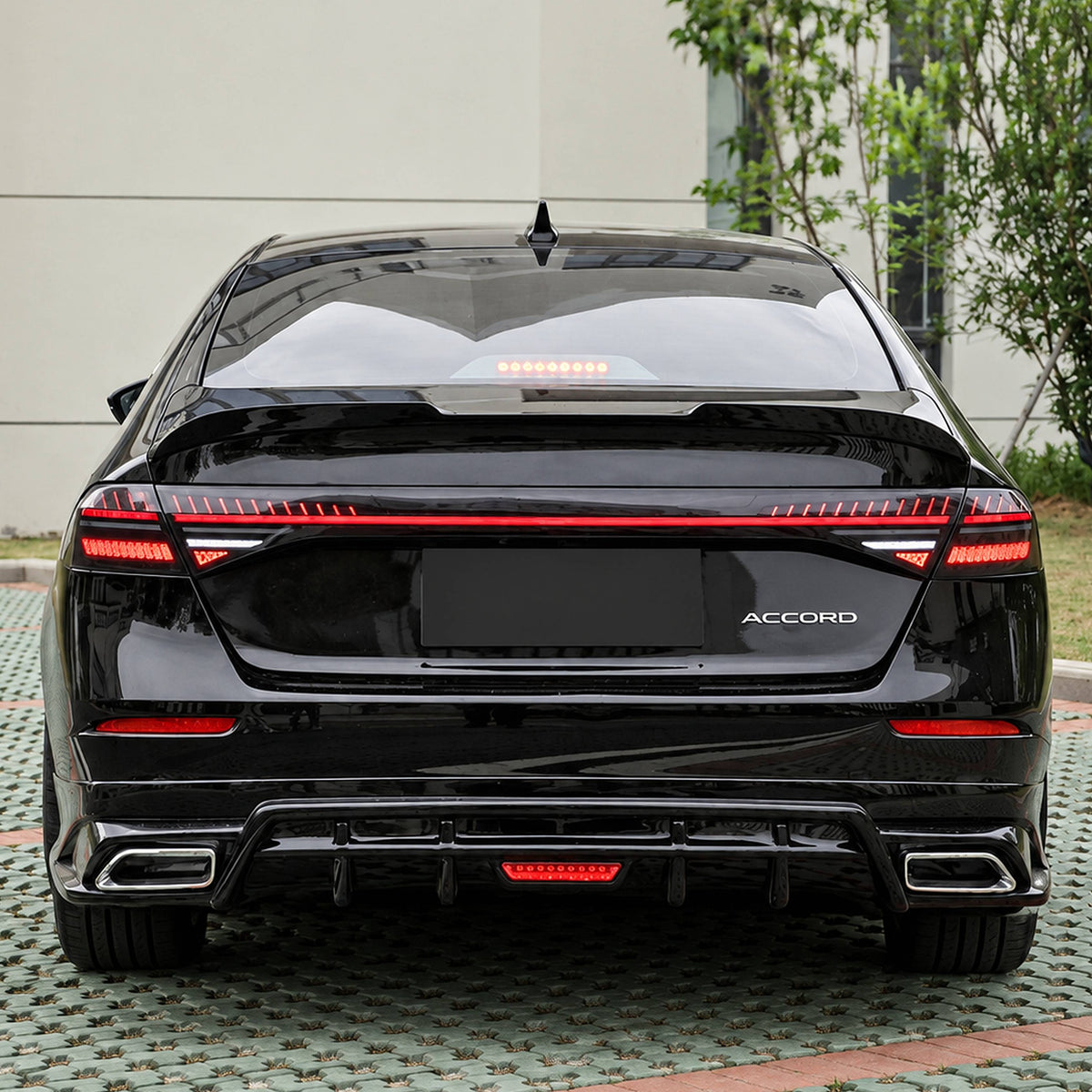 Glossy black V3 trunk spoiler mounted on 2023-26 Honda Accord (1)