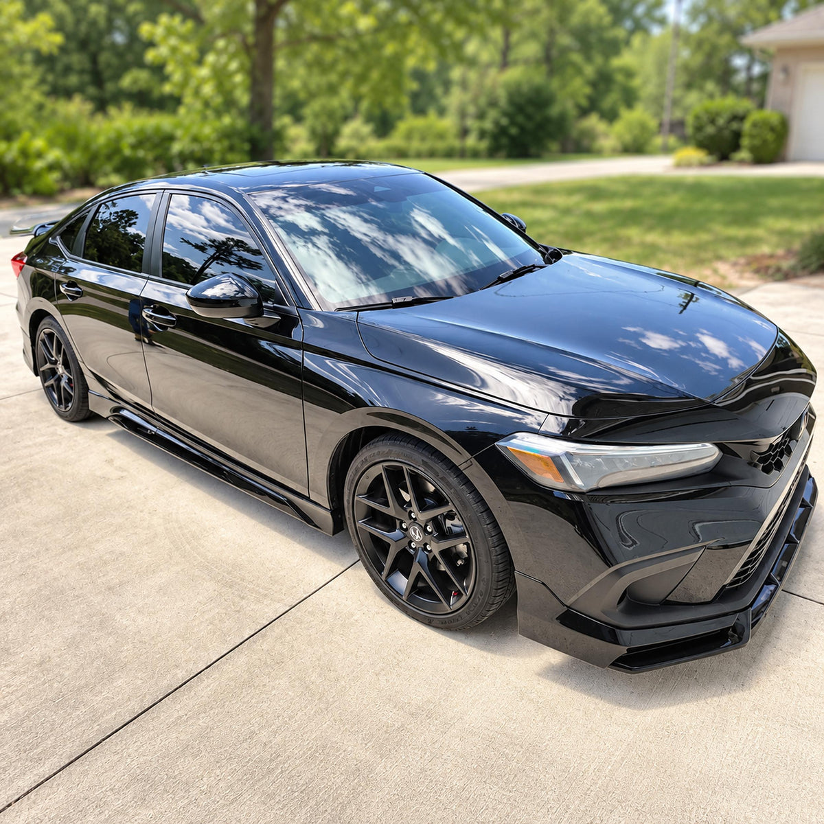 Gloss black side skirt extension mounted on 11th generation Honda Civic sedan (3)