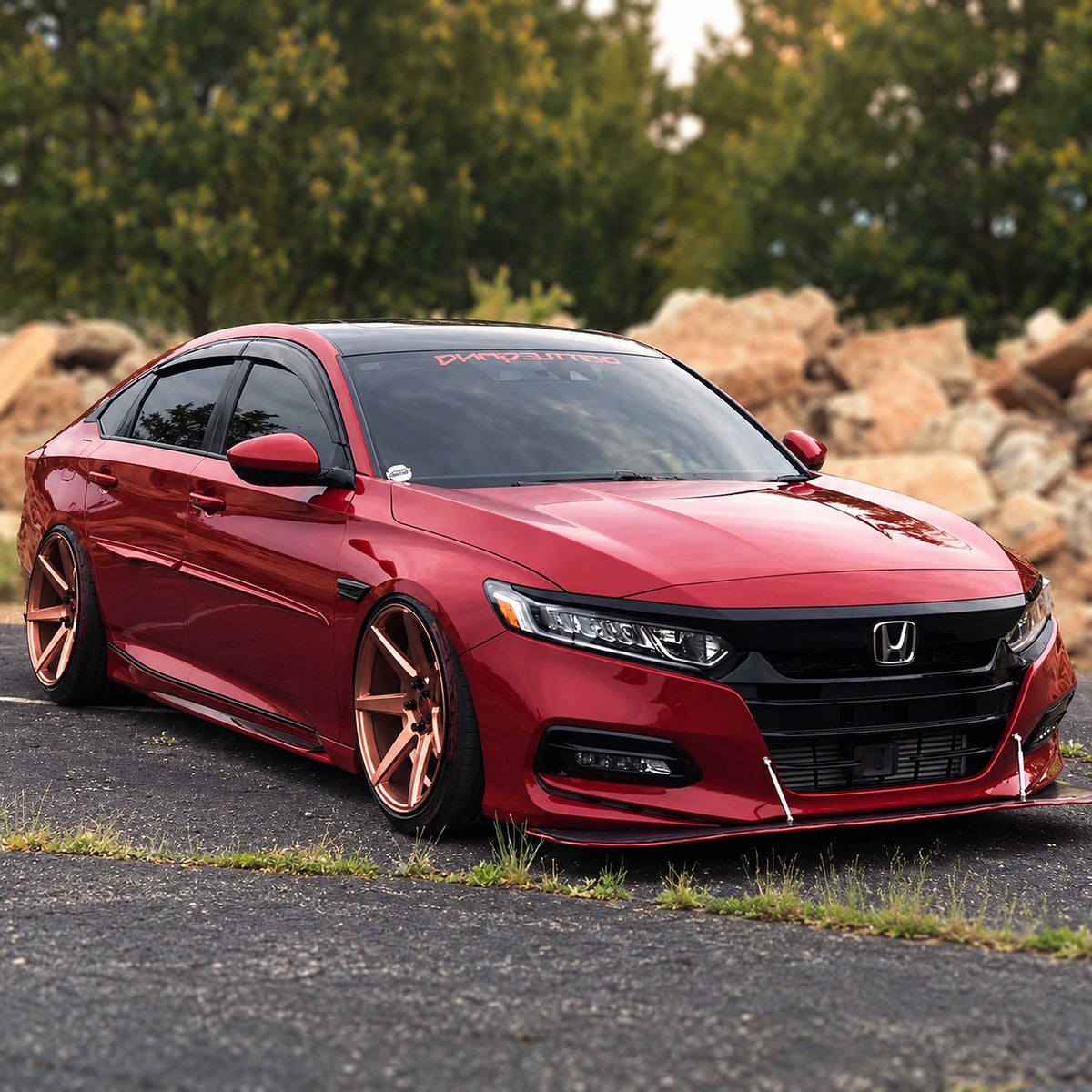 Smoked window visors mounted on 2018-2022 Honda Accord sedan, front and rear sides (1)