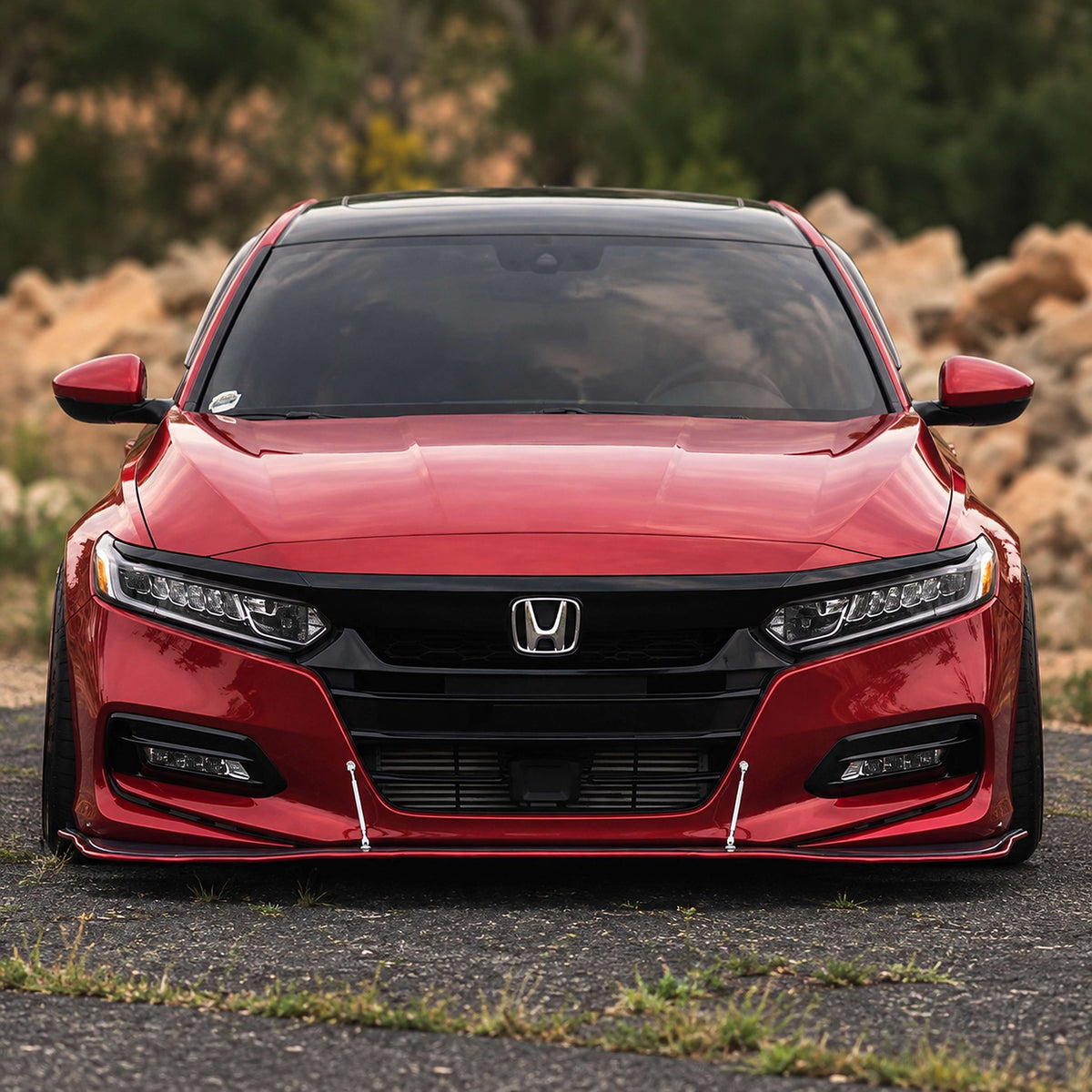 Smoked window visors mounted on 2018-2022 Honda Accord sedan, front and rear sides (2)