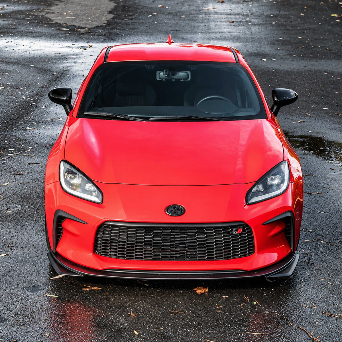 Matte black 3-piece front bumper lip splitter mounted on 2022-26 Toyota GR86 (2)