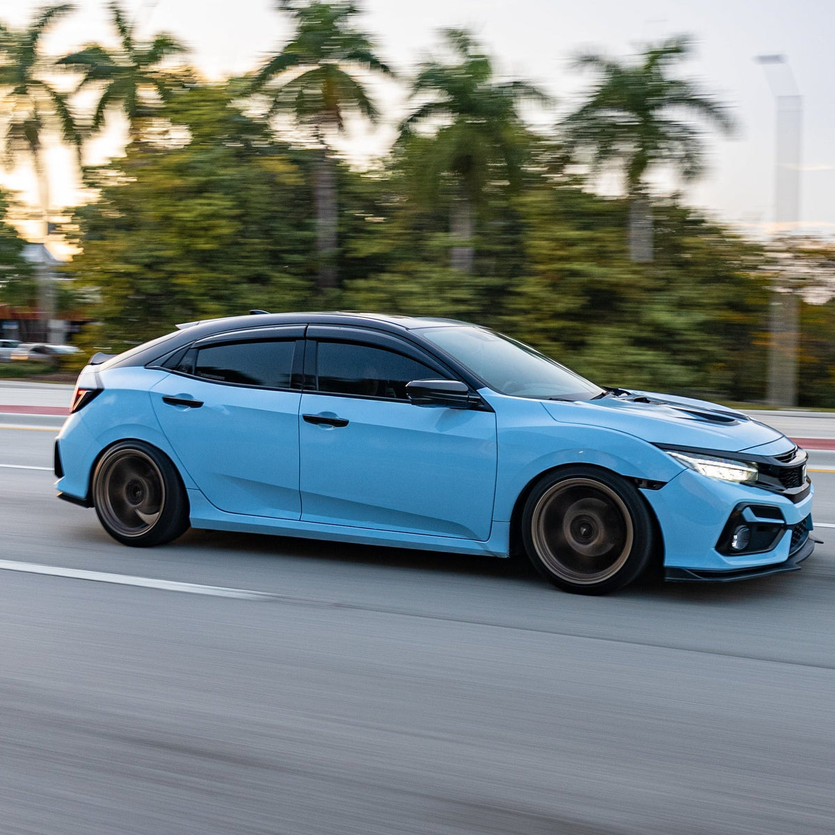 Smoked window visors installed on 2016-2021 Honda Civic sedan (3)