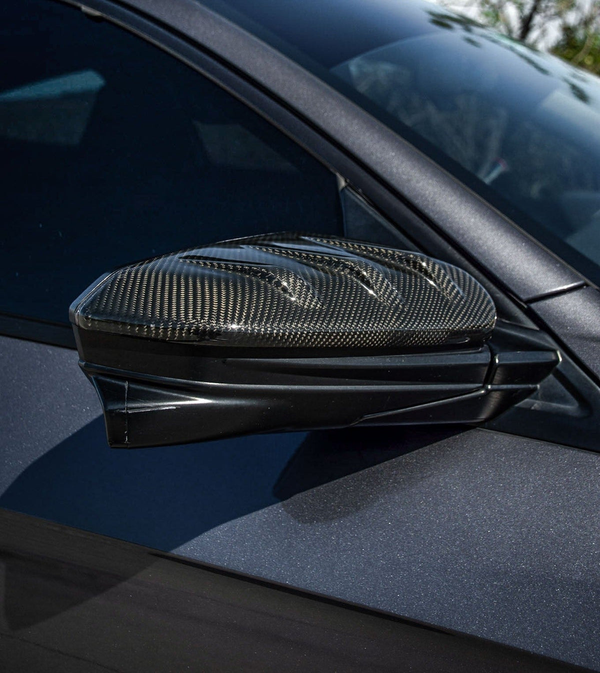 Real carbon fiber mirror caps with 3K twill weave for 2016-2021 Honda Civic (1)